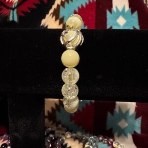 This is a handmade made, moon and star, beaded bracelet!